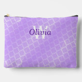 光沢のある紫色のフォイル格子 アクセサリーポーチ (正面)