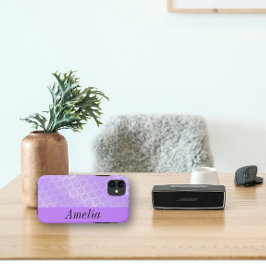 光沢のある紫色のフォイル格子 iPhone 11 ケース