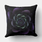 光沢のある紫色の黒い花柄 クッション (裏面)