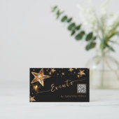 光沢のある結晶金ゴールド星の黒いイベント計画 名刺 (スタンド正面)