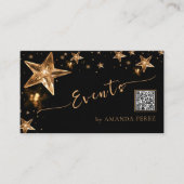 光沢のある結晶金ゴールド星の黒いイベント計画 名刺 (正面)