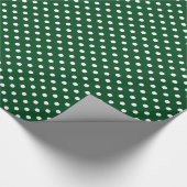 光沢のある緑と白の水玉模様パターンクリスマス ラッピングペーパー (角)