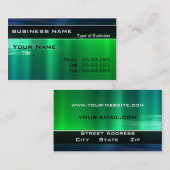 光沢のある緑と青のメタルの外観 名刺 (正面/裏面)