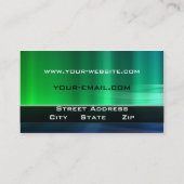 光沢のある緑と青のメタルの外観 名刺 (裏面)