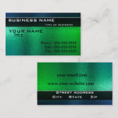 光沢のある緑と青のメタル一般 名刺 (正面/裏面)