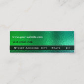 光沢のある緑と青の金属の汎用 スキニー名刺 (裏面)