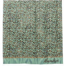 光沢のある緑に輝くヒョウのプリント