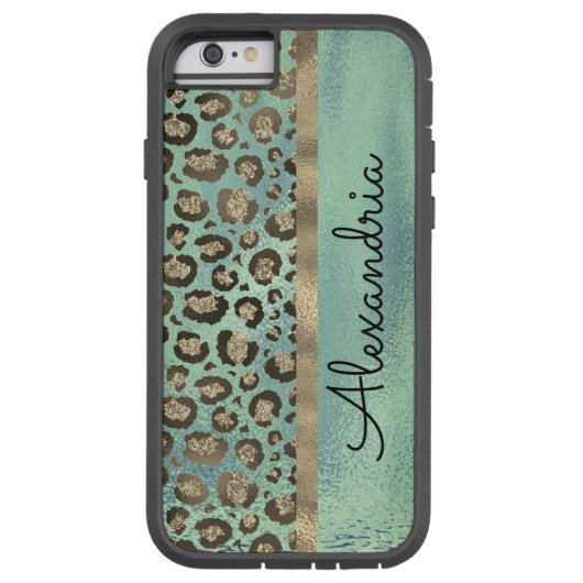 光沢のある緑に輝くヒョウのプリント Case-Mate iPhoneケース (裏面)