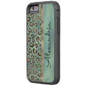 光沢のある緑に輝くヒョウのプリント Case-Mate iPhoneケース (裏面左)