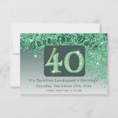 光沢のある緑のグリッター（40歳の誕生日） セーブザデート (正面)