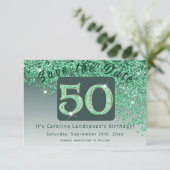 光沢のある緑のグリッター(50誕生日) セーブザデート (スタンド正面)