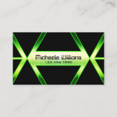 光沢のある緑のパターンを持つ派手な黒の幾何学的 名刺 (正面)