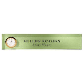 光沢のある緑のモダン背景 デスクネームプレート (正面)