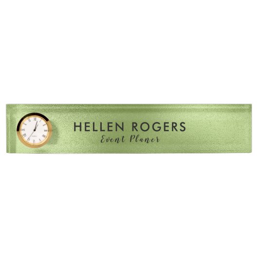 光沢のある緑のモダン背景 デスクネームプレート (正面)
