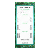 光沢のある緑の孔雀の羽の価格表 ラックカード (正面)