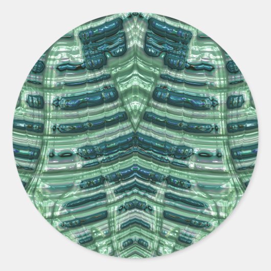 光沢のある緑の色合い~ラウンドクラシックステッカー ラウンドシール (正面)