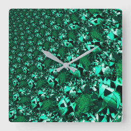 光沢のある緑の色調、レリーフ、 浮き彫りに似た スクエア壁時計