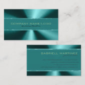 光沢のある緑の金属デザインステンレス鋼の外観 名刺 (正面/裏面)