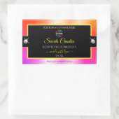 光沢のある色鮮やかなレインボーブラックロゴ製品ラベル 長方形シール (バッグ)