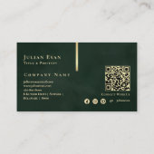 光沢のある芸術的詳細ヴィンテージエメラルドグリーン&金ゴールド 名刺 (裏面)