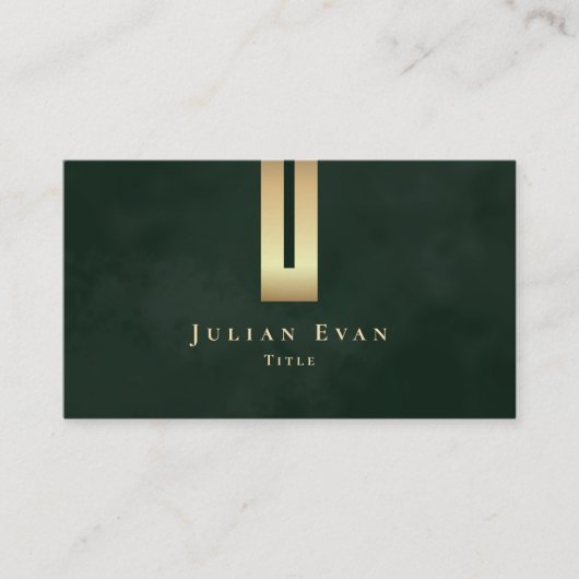 光沢のある芸術的詳細ヴィンテージエメラルドグリーン&金ゴールド 名刺 (正面)