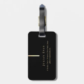 光沢のある芸術的金ゴールド詳細モノグラムブラック ラゲッジタグ (裏面縦)