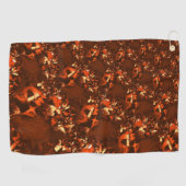 光沢のある茶色がかったサンゴとエンボス ゴルフタオル (横)