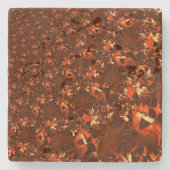 光沢のある茶色がかったサンゴとエンボス ストーンコースター (正面)