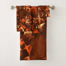 光沢のある茶色がかったサンゴとエンボス バスタオルセット
