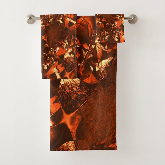 光沢のある茶色がかったサンゴとエンボス バスタオルセット (インサイチュ)