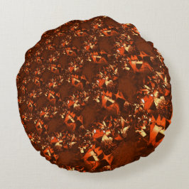 光沢のある茶色がかったサンゴとエンボス ラウンドクッション