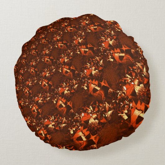 光沢のある茶色がかったサンゴとエンボス ラウンドクッション (裏面)