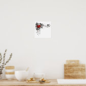 光沢のある葉ハート、花 – オリジナル ポスター (キッチン)