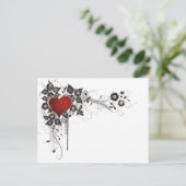 光沢のある葉ハート、花 – オリジナル ポストカード (スタンド正面)