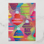 光沢のある虹のオーナメント 箔招待状 (正面)