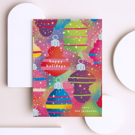 光沢のある虹のオーナメント 箔招待状