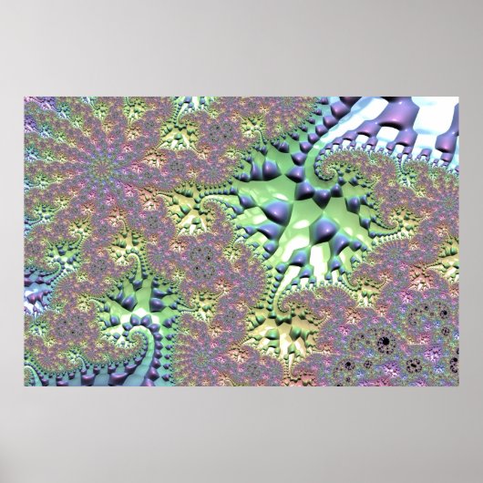 光沢のある虹のフラクタル ポスター (正面)