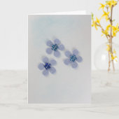 光沢のある装飾で青い花をパーソナライズ カード (黄色い花)