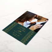 光沢のある装飾的な枠のSave the Dateカード - ティール 箔招待状 (回転した状態)