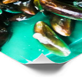 光沢のある販売のための緑のリップしたムール貝 ポスター (コーナー)