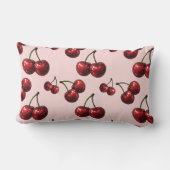 光沢のある赤いさくらんぼピンクレトログラム ランバークッション (裏面)