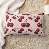 光沢のある赤いさくらんぼピンクレトログラム ランバークッション (ブランケット)