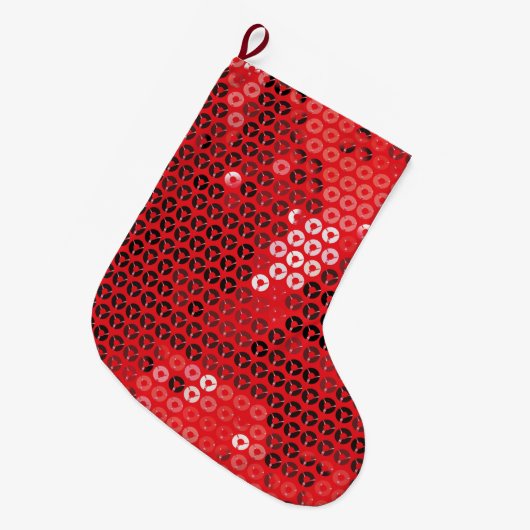 光沢のある赤いシークインクリスマスクリスマスストッキング ラージクリスマスストッキング (正面 (吊り時))