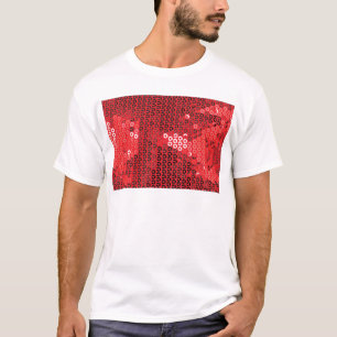 光沢のある赤いシークイン Tシャツ