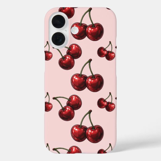 光沢のある赤いチェリー ピンクのレトロ Case-Mate iPhoneケース (裏面)