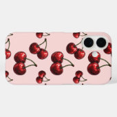 光沢のある赤いチェリー ピンクのレトロ Case-Mate iPhoneケース (裏面 (横))