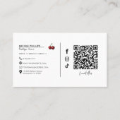 光沢のある赤いチェリー レトロ グラム 名刺 (裏面)