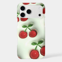 光沢のある赤いチェリー - 3D 美観 iPhone カー​​ス 🍒
