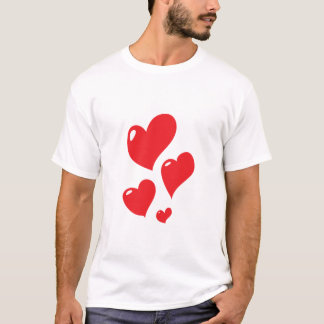 光沢のある赤いハートクリップアート Tシャツ