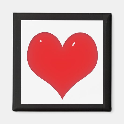 光沢のある赤いハート（テキストの追加） マグネット (正面)